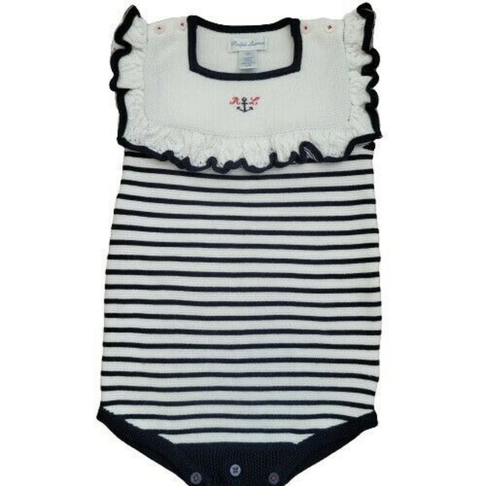 Ralph Lauren Crochet Knit Infants 12 Months Romper